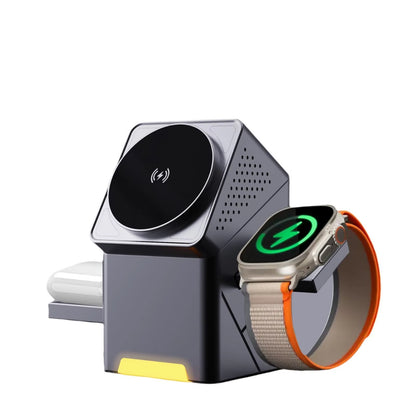 Stazione di ricarica wireless 3 in 1 per iPhone , Apple Watch e AirPods Ricarica rapida , supporto con rotazione automatica