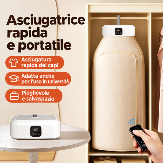 Asciuga Flex – Asciugatrice Portatile Pieghevole fino a 10 kg | Asciugatura Rapida PTC + Funzione UV